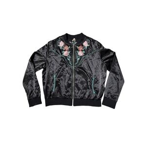 Vintage Satin Roper Jacket Women's Rodeo Western Embroidered XL Rare Zip
